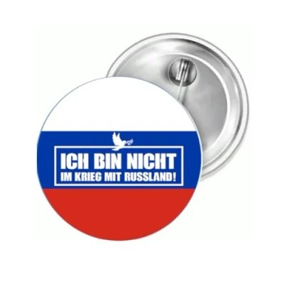 Abbildung von Sammys Shirt Store Ich Bin Nicht im Krieg II mit Russland Button 55 mm