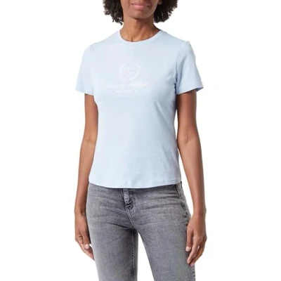 Abbildung von Tommy Hilfiger FLAG Script Tshirt print, Damen, Größe: XXS, Breezy blue