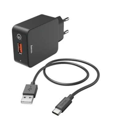 Abbildung von Hama Ladeset, Ladegerät QC3.0 + USB C Kabel, 1,5m, schwarz