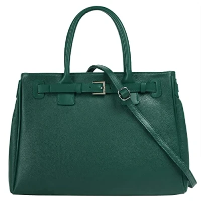 Abbildung von Cluty Handtasche Echt Leder Damen Made in Italy geräumige Shopper elegante Umhängetasche mit Schnalle 021308