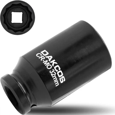 Abbildung von DAKCOS SW 32mm Vielzahn Nuss Schlagschrauber Antriebswellen Werkzeug Kraft Stecknuss 12 Kant 12,5 mm (1/2&quot;) CR MO