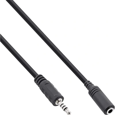 Abbildung von InLine 99308E Klinken Adapterkabel 4pol. 2,5mm Stecker / 3,5mm Buchse, 2m