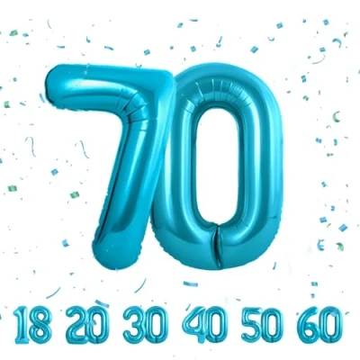 Abbildung von 70 Geburtstag Deko zahlen luftballon jahre Folienballon Blau für 70. Geburtstagsdeko Männer Frauen Ballon Zahl zum fliegt mit Helium 70.Geburtstagsparty 40&quot; 101cm