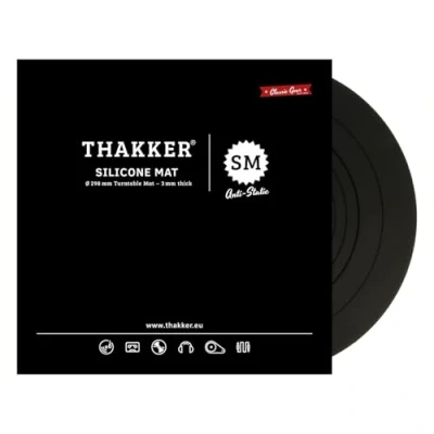 Abbildung von THAKKER Silicone Mat Black Plattentellerauflage aus antistatischem Silikon Schwarz 3mm stark 298mm Durchmesser für 12&#039; Plattenteller