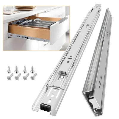 Abbildung von AOLISHENG Vollauszug Schubladenschienen 550 mm Schubladen Schienensystem Kugellager Strapazierfähig 45KG Tragkraft 1 Paar(Silber)