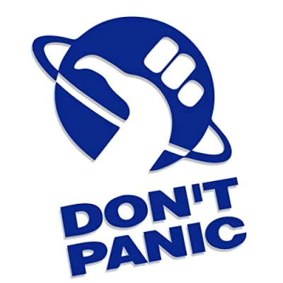 Abbildung von Don&#039;t Panic Per Anhalter durch die Galaxis Hitchhiker&#039;s Guide L 0136 (blau) // Sticker OEM JDM Style Aufkleber