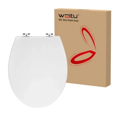 Abbildung von WOLTU Toilettendeckel, WC Sitz Toilettensitz mit Absenkautomatik, aus Kunststoff, Fast Fix(Schnellbefestigung), Softclose Scharnier, Antibakteriell Oval