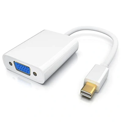 Abbildung von CSL Full HD Mini DisplayPort auf VGA Adapter mit Audioübertragung 3,5mm Stereo Klinkenbuchse + microUSB Buchse kompatibel MacBook/Pro/Air/iMac/Mini Monitor Beamer Weiß