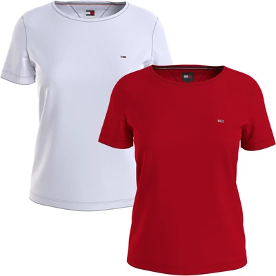 Abbildung von Tommy Jeans SOFT TEE 2 PACK Tshirt basic, Damen, Größe: 34, White/deep crimson
