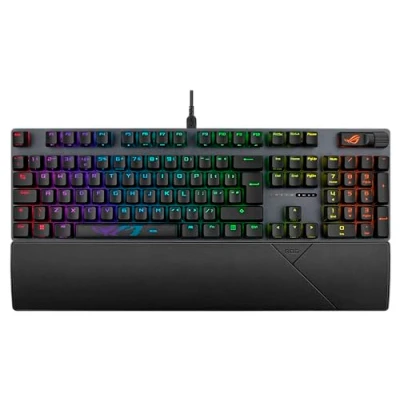 Abbildung von ASUS ROG Strix Scope II Mechanische Tastatur, NX Snow Switches, Tastaturtasten aus ABS, multifunktionale Bedienelemente und Handgelenkauflage, AZERTY