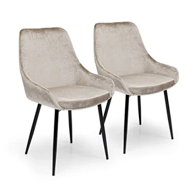 Abbildung von Kare Design Stuhl East Side 2er Set, Champagne, Polsterstuhl, Esszimmerstuhl, Samptoptik, pflegeleichter Stoff, gemütlicher Stuhl, für Ess , Wohn oder Arbeitszimmer, 88x52x579 cm (H/B/T)