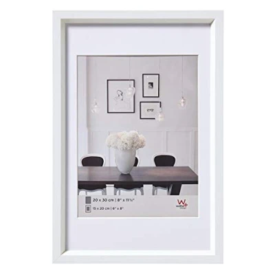 Abbildung von walther design Bilderrahmen weiss 50 x 70 cm mit Passepartout, Steel Style Kunststoffrahmen ES070W