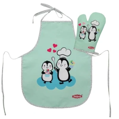 Abbildung von Kindersch&uuml;rze mit Topfhandschuh &quot;Pinguin&quot;