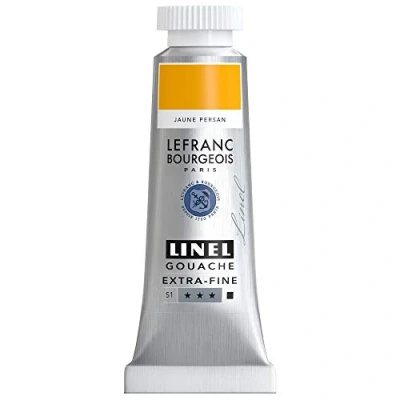 Abbildung von Lefranc &amp; Bourgeois 301163 Linel Gouache extrafeine und geschmeidige Wasserfarben mit maximaler Farbintensität, Leuchtkraft für streifenfreien Auftrag, 14ml Tube Persisch Gelb