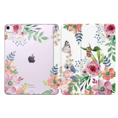 Abbildung von MoKo Hülle für iPad Air 13 Zoll M2 2024, mit weicher, transparenter, gefrosteter TPU Rückseite,Slim Smart Folio Schutzhülle 13&quot;,iPad Cover, Duftende BlumeHülle