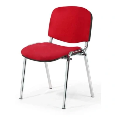 Abbildung von Topsit Büro &amp; More Chrom Besucherstuhl ISO, Bequemer Konferenzstuhl, stapelbar, mit gepolsterter Sitzfläche und Rückenlehne. Einzelner Artikel (Rot)