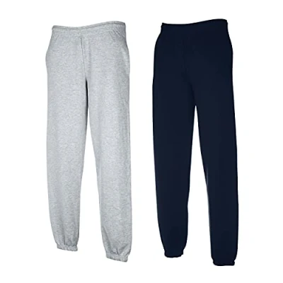 Abbildung von Fruit of the Loom Classic Elasticated Cuff Jog Pants Herren Jogginghose, Größe:3XL, Farbe: 1x Grau + Deep Navy 1 HL Kauf Notizblock