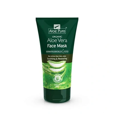 Abbildung von Aloe Pura Vera Gesichtsmaske, natürlich, vegan, tierversuchsfrei, paraben &amp; SLS frei, dermatologisch getestet, beruhigend, 150ml