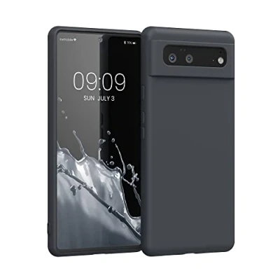 Abbildung von kwmobile Hülle kompatibel mit Google Pixel 6 gummierte TPU Silikon Handyhülle Schutzhülle für kabelloses Laden Case in Schwarz matt