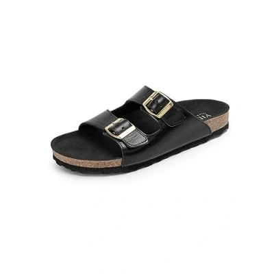 Abbildung von VITAFORM Hautschonend gegerbte Pantolette Damen Schwarz Made in Germany Sandalen Sommer aus nachhaltig gegerbtem Leder Auch als Hausschuh geeignet
