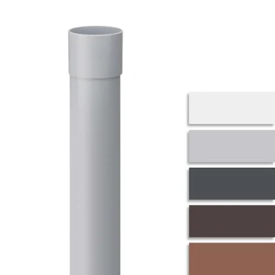 Abbildung von INEFA Fallrohr Kunststoff 200 cm DN100 / 100mm, Grau, Dachrinnenzubehör, einfache Steckmontage, Made in Germany