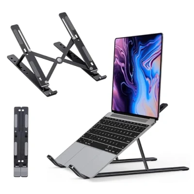 Abbildung von LAC FUTURE Laptop Ständer, 7 Stufe Notebook Höhenverstellbarer Laptopständer Belüftet Kühlung, Halterung für MacBook Pro Air, Dell, HP alle 10 15,6 Laptops (Schwarz)