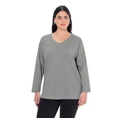 Abbildung von Ulla Popken, Damen, große Größen, Basic V Shirt, Langarm