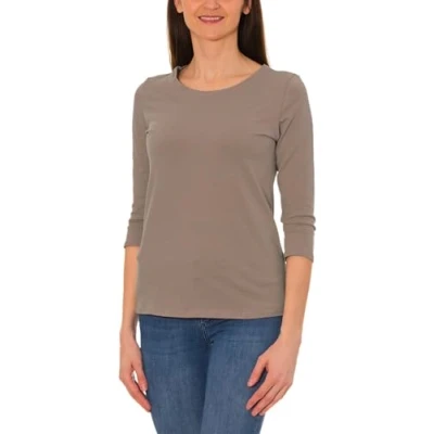 Abbildung von Alkato Damen Shirt 3/4 Arm mit Rundhals, Farbe: Beige Latte, Größe: M
