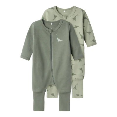 Abbildung von Name it Nbmnightsuit ZIP DINO 2 PACK Pyjama für Kinder, Größe: 80, Agave green