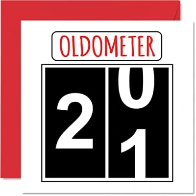 Abbildung von Stuff4 Lustige Karten zum 21. Geburtstag für Männer und Frauen Oldometer Glückwunschkarte Sohn, Tochter, Bruder, Schwester, Enkel, Enkelin, Nichte, 145mm Grußkarten