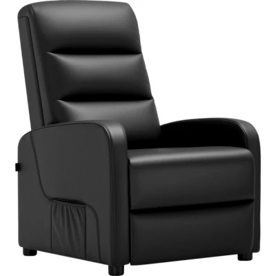 Abbildung von COMHOMA Relaxsessel Fernsehsessel mit Verstellbarer Rückenlehne bis 160, Federkissen Fußstütze Einzelliege Sessel Wohnzimmer Einzel Liegesessel Schlafzimmer Heimkino PU Schwarz