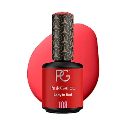 Abbildung von Pink Gellac UV Gel Nagellack 108 Lady in Red 15 ml Shellac Rot Lang Anhaltender Gellack Einfache Entfernung Nail Polish Made Holland