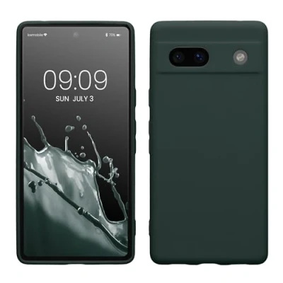 Abbildung von kwmobile Handyhülle kompatibel mit Google Pixel 7a Hülle Handy Case aus weichem Silikon in Moosgrün