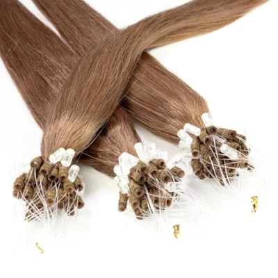 Abbildung von hair2heart Microring Extensions Echthaar glatt 25 Strähnen 1g 60cm 8/1 hellblond asch