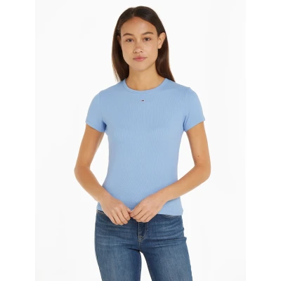 Abbildung von Tommy Jeans SLIM Essential Tshirt basic, Damen, Größe: 50, Moderate blue