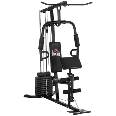 Abbildung von Kraftstation Fitnessstation mit Latzug und Butterflystange Multi Gym Krafstation 45 kg Gewichte