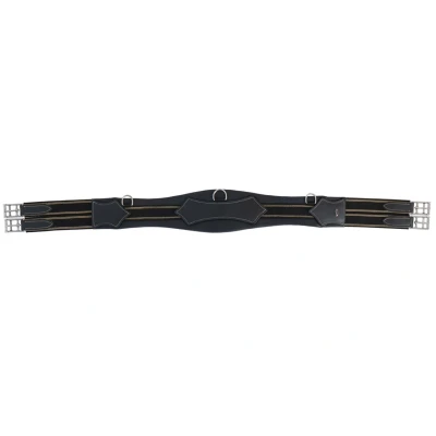 Abbildung von Horka Sattelgurt Leder Schwarz/Silber 135cm