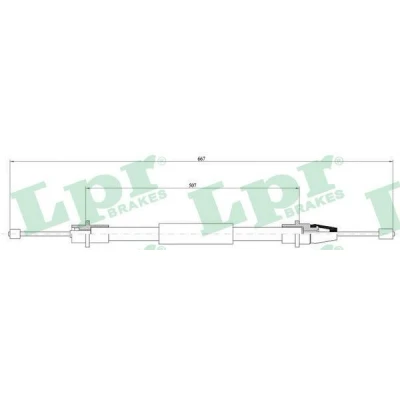 Abbildung von LPR C0637B Handbremsseil 645/510 Scheibenbremse PEUGEOT: 406 Coupe