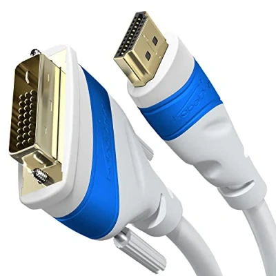 Abbildung von KabelDirekt HDMI DVI Adapterkabel mit A.I.S. Schirmung gegen Störsignale 5 m (bi direktionales D/HDMI Monitorkabel, Gerät an Monitor anschließen &amp; umgekehrt, Full HD/1080p, weiß)