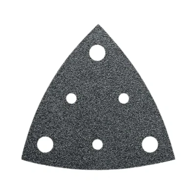 Abbildung von FEIN 63717109041 Deltaschleifpapier mit Klett, gelocht Körnung 60 Eckmaß 80 mm 5 St.
