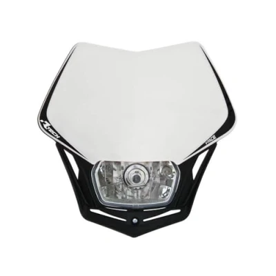 Abbildung von Scheinwerfer Motorrad Lampenmaske V Face schwarz/weiß universal 35/35W + Standlicht R MASKBNNR008