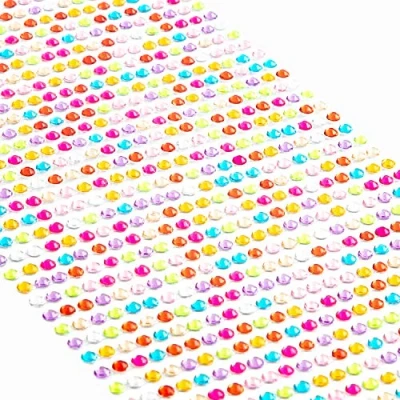 Abbildung von Movoja Bunte Strasssteine runde Glitzersteine 1200 Stück 3 mm selbstklebend zum Verzieren und Basteln Schmucksteine aufkleben Steinchen Dekosteine Bastelsteine Bunt