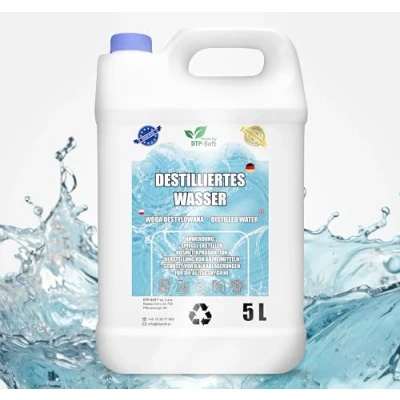 Abbildung von 5L destilliertes Wasser 100% reines Demineralisiertes 5 Liter geeignet für Bügeleisen, Luftbefeuchter, Batterien und vieles mehr