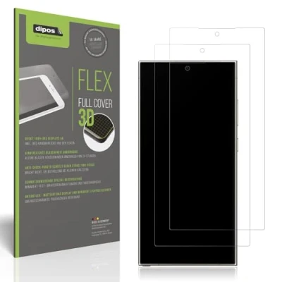 Abbildung von dipos Flex 2X Schutzfolie matt passend für Samsung Galaxy S24 Ultra, Antireflex, 100% Displayabdeckung, Fingerprint Kompatibel, case Friendly, Full Cover Displayschutz Folie