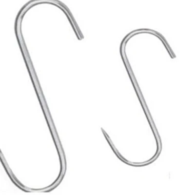 Abbildung von 10 STÜCK Kleine EDELSTAHL Fleischhaken 60mm x 3mm S Haken Fleischerhaken Metzgerhaken Räucherhaken Edelstahlhaken Metzgerei Metzger Fleischer