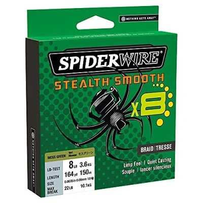 Abbildung von Spiderwire Stealth Smooth 8 New 2020, Blue Camo, Fach geflochtene Schnur mit Mikrobeschichtung, 150m, 0,06mm 0,39mm, 5,4kg 46,3kg (150, 0,15mm 16,5kg)
