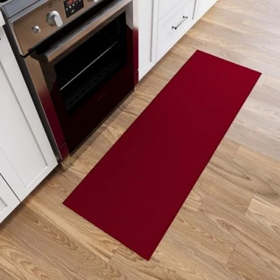 Abbildung von Ottomanson Ottohome Kollektion Teppichläufer mit Gummirückseite und einfarbigem Design, 67 cm x 183 cm, Rot