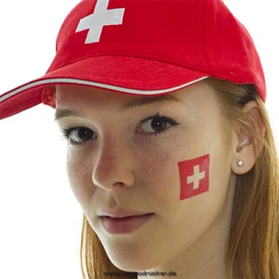 Abbildung von 5 x Schweiz tattoo Fan Fahnen Set EM 2024 Switzerland temporary Flag (5)
