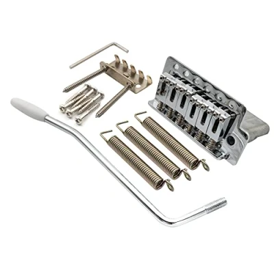 Abbildung von Musiclily Pro 52,5mm Moderne 6 Schrauben Tremolo Steg Bridge 36mm Kurzer Block für Squier Strat Style E Gitarre, Chrom