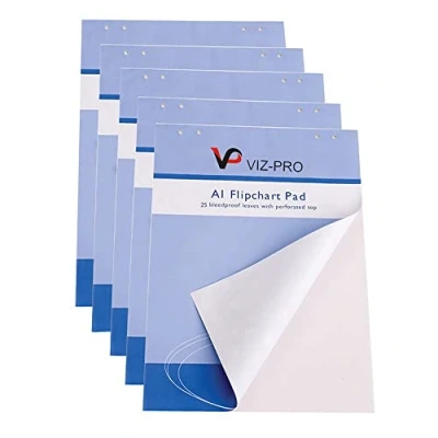 Abbildung von VIZ PRO Standard Staffelei Pads, A1 Flipchart Papierblock, 25 Blatt/Block, 5er Pack